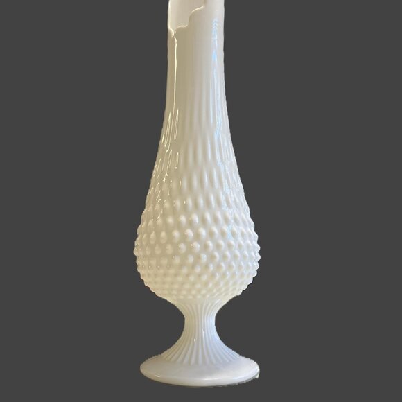 Vintage Hobnail Milk Glass Footed Swung Glass by Fenton 20" C. 1950's - Picture 2 of 8